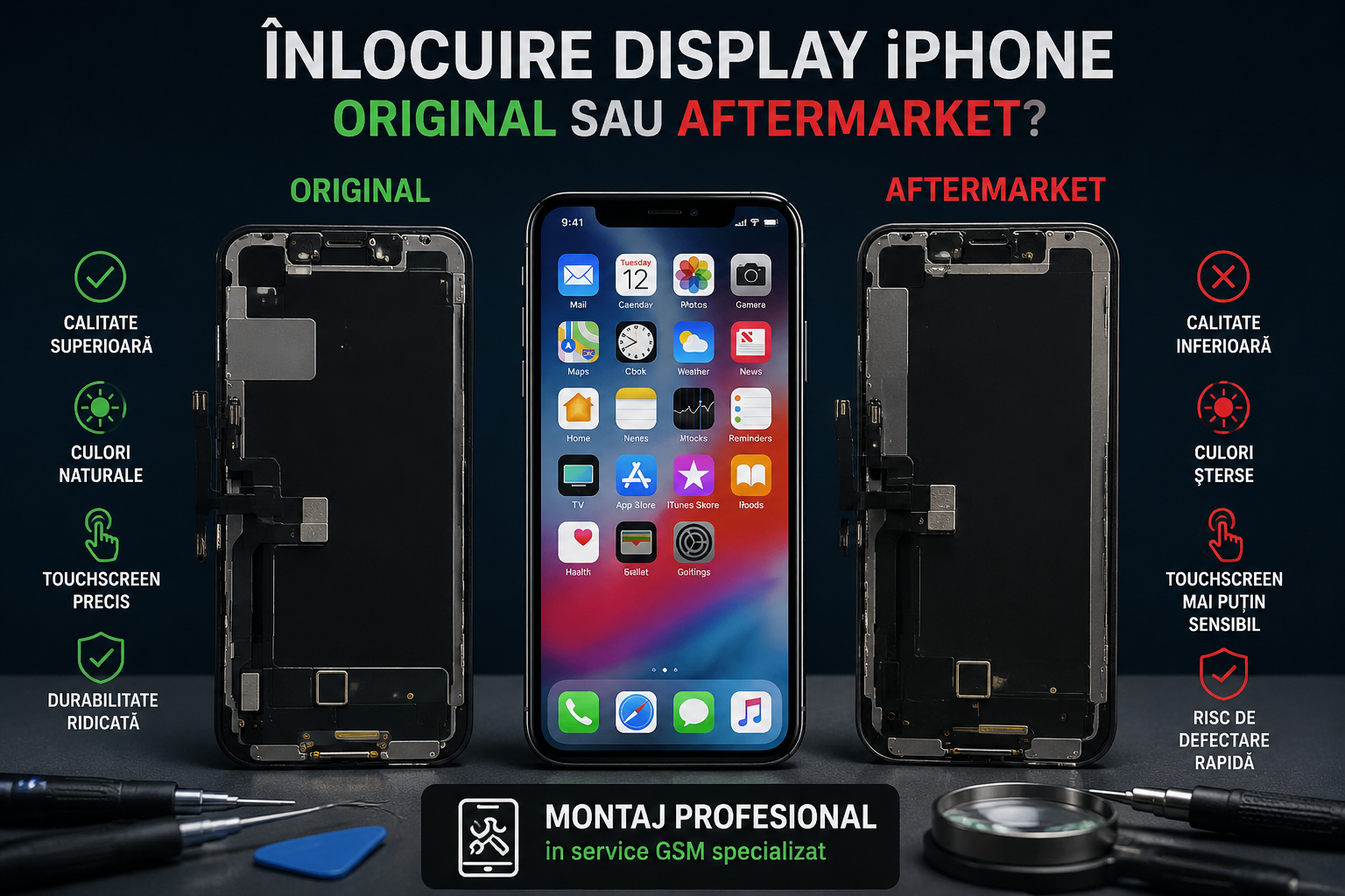 Inlocuire Display Ecran iPhone: Original sau Aftermarket